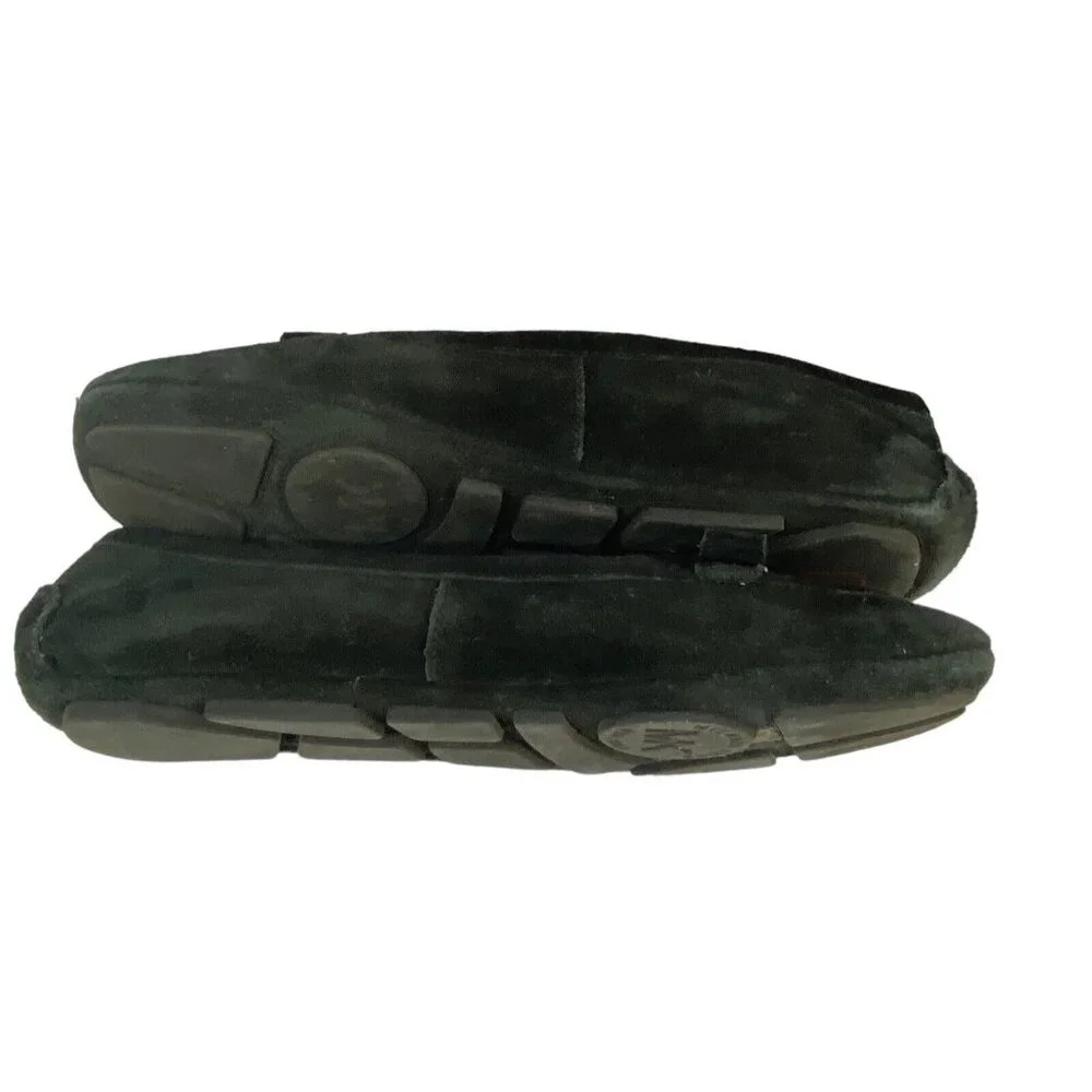 MICHAEL KORS‎ Women Suede Flat Loafers Size 8 Black Leather Caroline Moccasins
